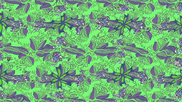 Motion footage background with colorful elements. Flowers. Vintage. Flag style. Video. Template. Loop. Seamless.