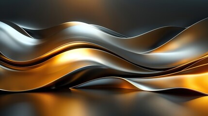 Abstract metallic waves with a golden glow.