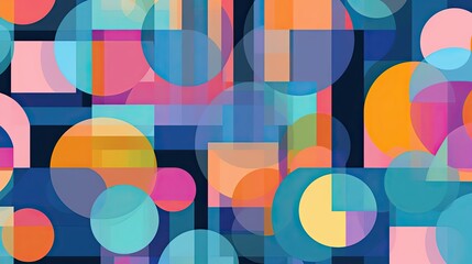 Abstract Geometric Pattern with Overlapping Circles and Rectangles