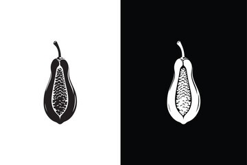 Papaya silhouette icon vector illustration. Papaya icon. Simple illustration of papaya vector icon black white