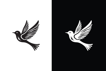 Bird silhouettes vector elements for design. Bird icon, silhouette, logo on white black background