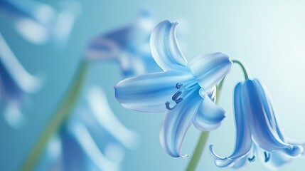 Fototapeta premium A close-up of a bluebell flower, showcasing its elegant shape and delicate blue color with intricate details.