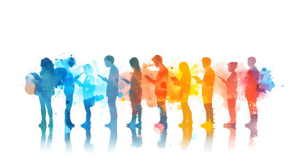 3D Flat Icon People Watercolor Business Plans Projectors Fantastical Background