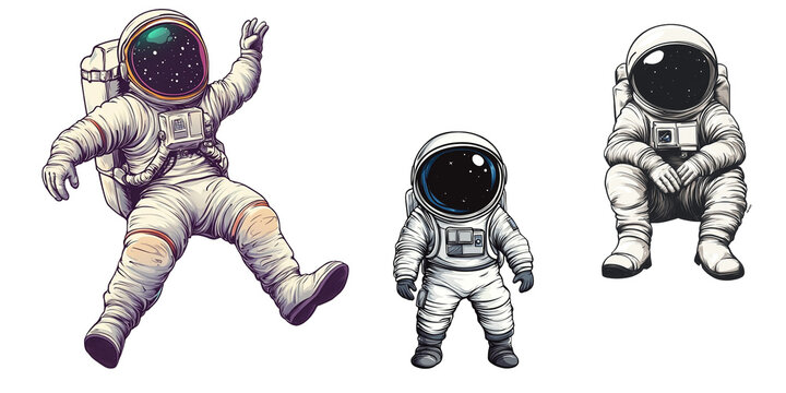 Hand drawn Astronaut cartoon vector illustratior