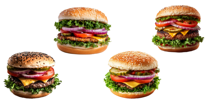 Veggie burger isolated on transparent background