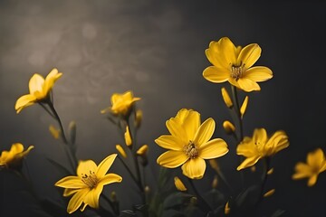 yellow flowers on black background
