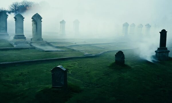 graveyard in fog. generative ai