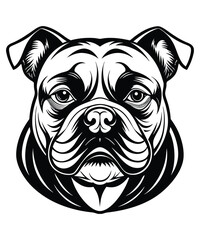 Bulldog Cartoon Vector Illustration, isolated outlined vector illustration