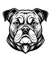 Bulldog Cartoon Vector Illustration, isolated outlined vector illustration