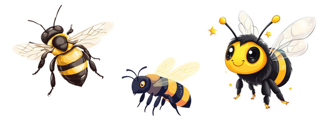 Bee cartoon vector illustration clipart white background