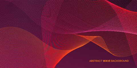 Abstract wave background in purple and yellow colors. Futuristic concept background with flowing wavy lines. Good for brochure, flyer, banner, poster, cover.