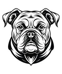 Bulldog Cartoon Vector Illustration, isolated outlined vector illustration