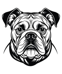 Bulldog Cartoon Vector Illustration, isolated outlined vector illustration