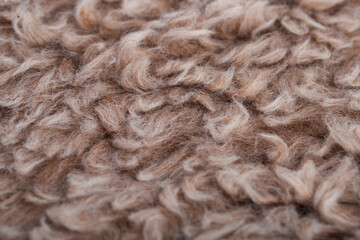 Fototapeta premium Pink hemp eco fur. Fabric sample. Close-up.