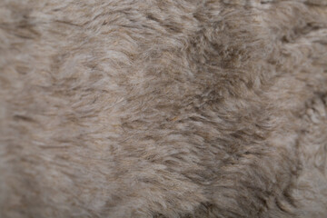 Beige hemp eco fur. Fabric sample. Close-up.