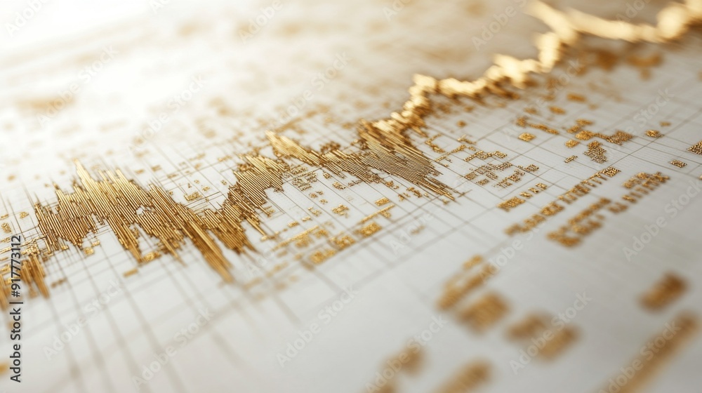 Aufkleber a close-up view of a gold price chart with intricate details, including percentage changes and key m