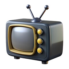 Vintage television 3D render icon isolated on white background