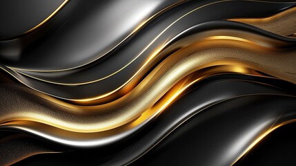 Abstract wavy black and gold background.