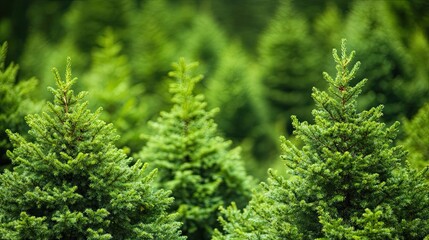 Close-up of Lush Green Evergreen Tree Branches in a Forest