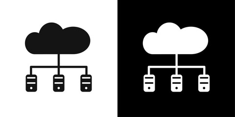 Cloud Data Center icon Symbol mark in filled style
