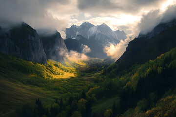 clouds over a mountain valley