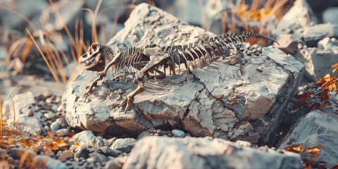 Obraz premium Dinosaur Skeleton in the Wilderness