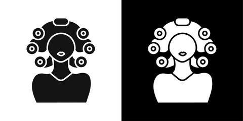 Hair roller curling icon Symbol mark in filled style