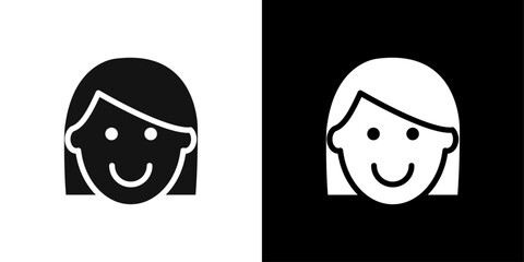 Happy girl face icon Symbol mark in filled style