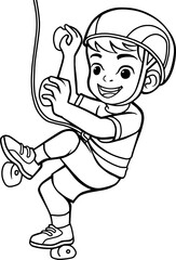 wall climbing  line vector illustration isolated on white background