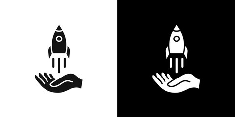 Launch Startup project icon Symbol mark in filled style