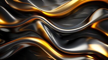 Abstract wavy golden and black background.