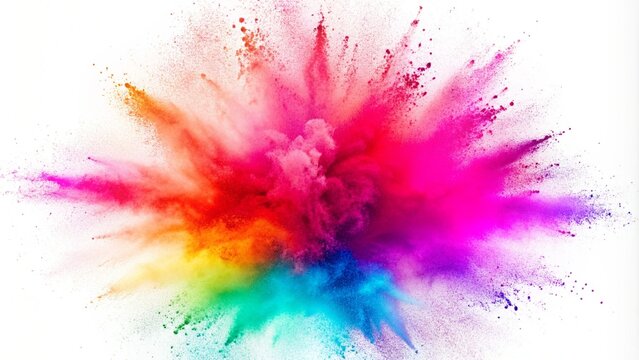 Colorful powder explosion on white background.