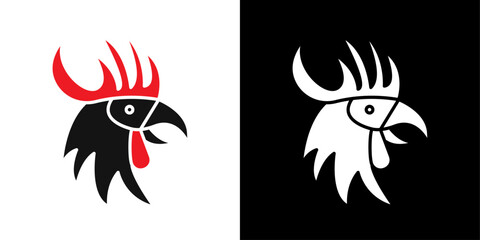 rooster head icon Symbol mark in filled style