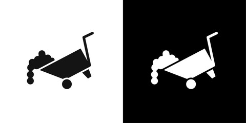 wheelbarrow unloading icon Symbol mark in filled style