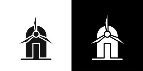 wind mill icon Symbol mark in filled style