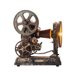 Obraz premium Old Movie Projector Isolated on Transparent or White Background, PNG