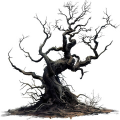 Dead Tree for Halloween Isolated on Transparent or White Background, PNG