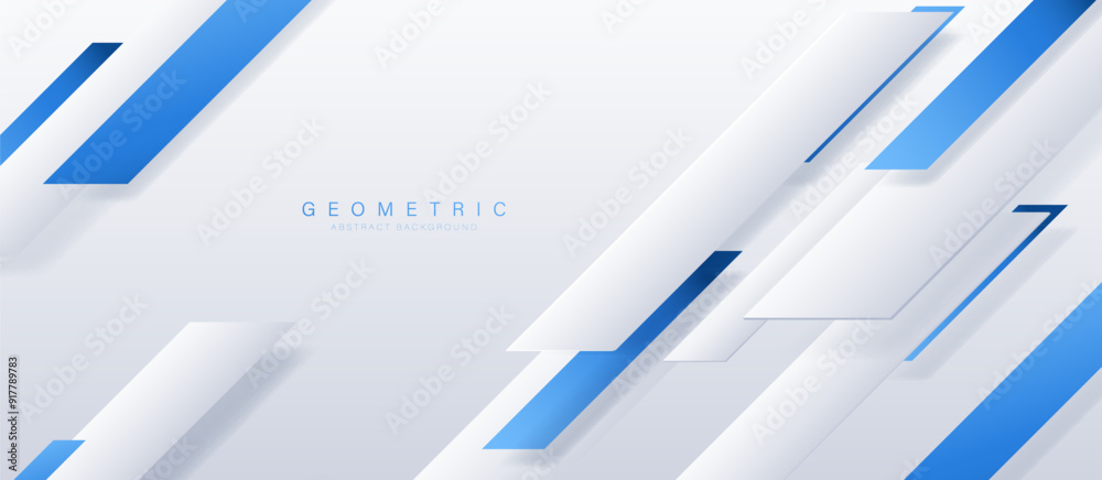 Aufkleber Futuristic digital technology on a white background. Abstract diagonal squares and rectangles with blue and white digital technology. Illustration Vector