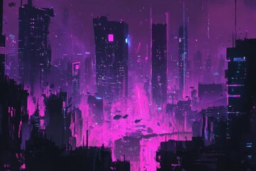 Futuristic Cityscape with Neon Lights