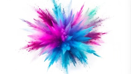 Obraz premium Colorful powder explosion on white background.