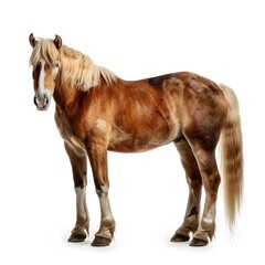 Brown Horse Standing on White Background