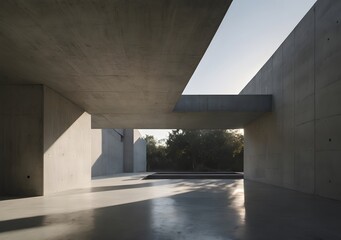 Ethereal timelapse of a serene, sunlit minimalist concrete space