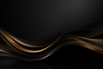 Abstract black and gold wave background design.
