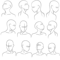 hand drawn sketch head perspective angle pack