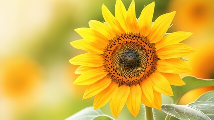 Obraz premium A vibrant sunflower in full bloom, flower element, 3D illustration, golden yellow, isolated on white background