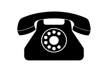 Telephone vector silhouette, Classic vintage ring phone vector illustration

