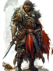 Fototapeta premium The Rugged Warrior: A Portrait of a Medieval Fighter