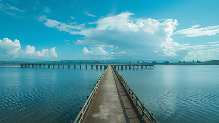 Obraz premium view of a large bridge crossing the river