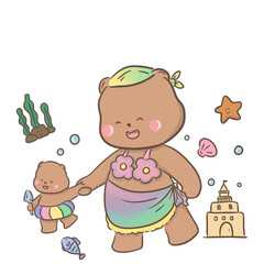 a little bear with momy