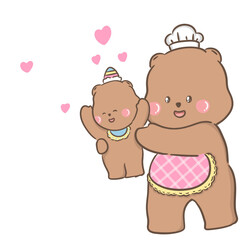 a little bear with momy